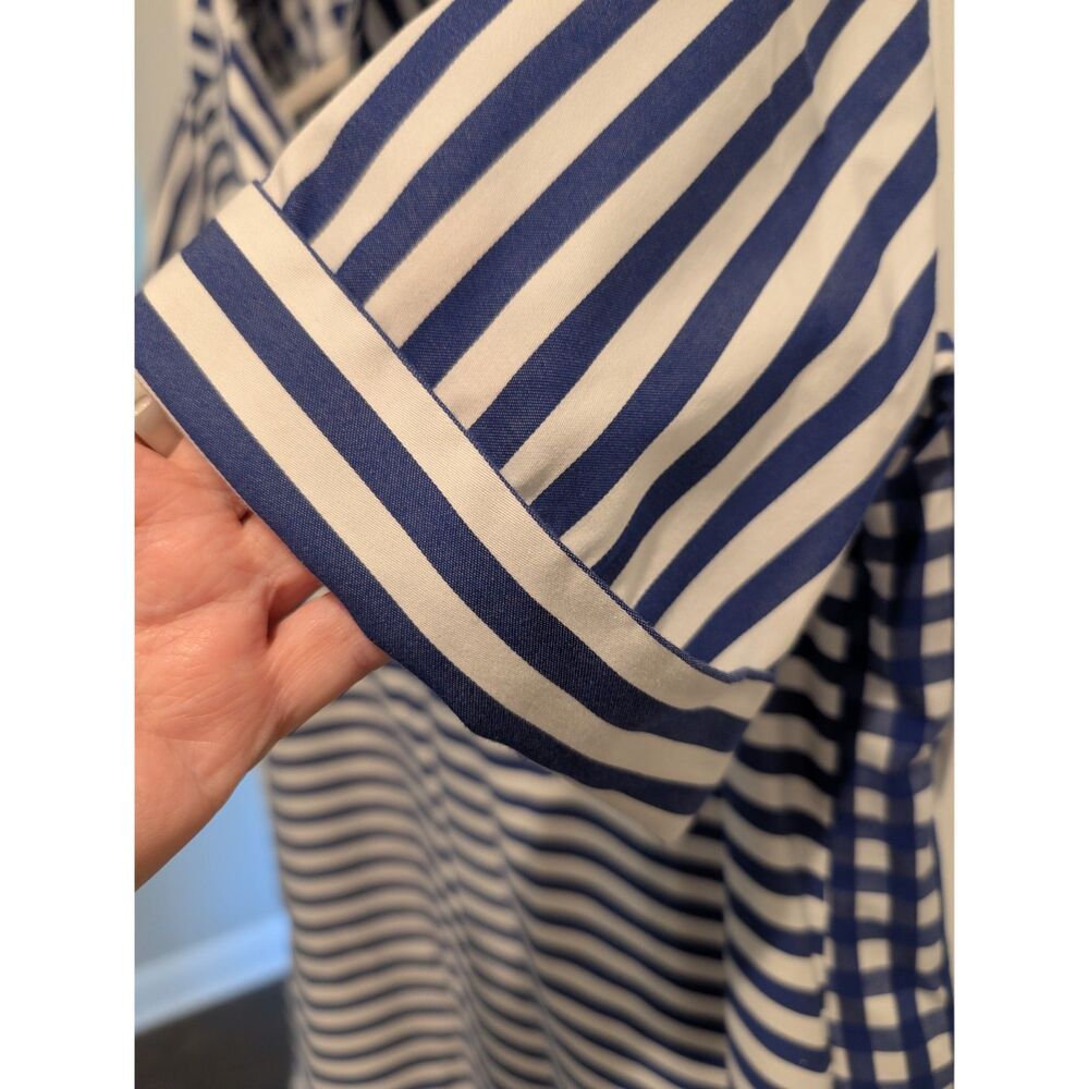 Hinson Wu Aileen Stripe Short Sleeve Mini Shirt Dress Blue/White M - Picture 2 of 6
